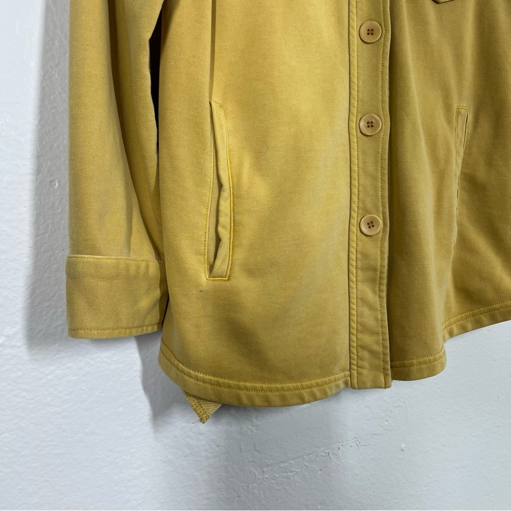 Avec Les Filles Mustard Yellow French Terry Button Down Shirt Jacket Shacket - Picture 6 of 13